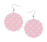 Pomeranians Puppies and Point Print Piercing redondo de cuero pendientes Set 1 par de pendientes de cuero elegantes pendientes colgantes aro para mujer joyería regalos, One Size, Poliéster
