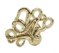 Pomo de aleación de zinc para armario con forma de pulpo, lindo tirador de puerta de animal para habitación de niños, muebles de guardería, armario, cajón, oro y plateado (dorado)