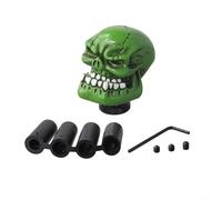 Pomo de cabeza de cambio de calavera de coche para la mayoría de los tipos de vehículos, construcción de ABS con herramienta y 6 accesorios para instalación y reemplazo (verde)