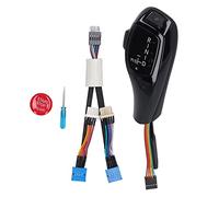 Pomo de cambio de marchas automático LED, repuesto para X3 E83 2004 - 2010, botón rojo del lado izquierdo del conductor, indicador LED de posición de marcha con envoltura de cuero (Negro brillante)