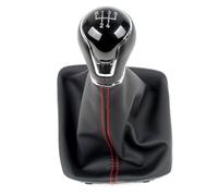 Pomo de cambio marchas Para asiento para León III 3 MK3 2012 2013 2014 2015 2016 2017 5/6 perilla de caja de cambios de velocidad nivel bota de cuero Cubierta palanca camb( 5s Gear Red Line)