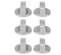 Pomo de control de estufa de gas de metal plateado, piezas de botón de encendido de 4 x 4 x 2,2 cm para estufa de gas natural, interruptor de seguridad fácil de instalar, paquete de 2 o 6 (0° 6 piezas