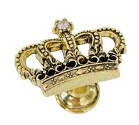 Pomo de gabinete de corona, aleación de zinc, perilla de cajón de un solo agujero para muebles de cocina y dormitorio, herrajes metálicos de latón antiguo, dorado