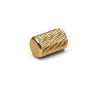 Pomo de latón moleteado dorado pequeño con textura cilíndrica de 18 mm de diámetro para armario de cocina, puerta de cajón, mueble