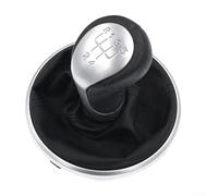 Pomo de palanca de cambios con funda de cuero para Skoda para Fabia Mk2 2000-2014, mango de palanca de cambios manual, bola de plástico ABS con cubierta antipolvo, color negro plateado (plata)