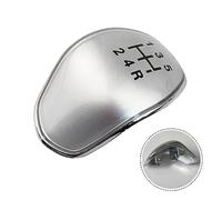 Pomo de palanca de cambios de 5 velocidades, compatible con Ford, Focus ST 2012-2015, para Fiesta 2013 en adelante, emblema de repuesto para palanca de cambios (color negro) (plateado)