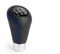 Pomo de palanca de cambios de coche Perilla de cambio marchas universal 5 velocidades, manual, cuero, con puntada roja, M8, M10, M11 y M12, para coche, transmisión(Azul)