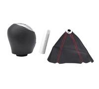 Pomo de palanca de cambios de funda interior de repuesto para Renault Laguna II 2001-2008, adaptador de manillar de cuero, 6 velocidades para actualización interior (rojo) (rojo)