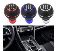 Pomo de palanca de cambios de transmisión manual para vehículos de 5 velocidades con núcleo de aleación de aluminio y cubierta de cuero que proporciona un cambio cómodo y preciso (azul)