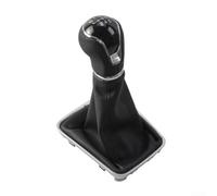Pomo de palanca de cambios para asiento Toledo 2012-2018 de cuero negro | Compatible con Seat Toledo 2012-2018, cuero perforado negro, base de plástico ABS, elegante actualización interior