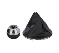 Pomo de palanca de cambios y funda para Fiat 500 500C 2012-2018- 5 6 velocidades Manual Shifter Handle Cover- ABS cuero negro plata - OEM 55344048(B)