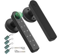 Pomo de puerta biométrico de huellas dactilares con código, manija de puerta de entrada sin llave para dormitorio, hogar, hotel, oficina, apartamento, color negro