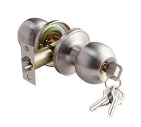 Pomo de puerta con cerradura y llave, pomos universales para puerta de entrada, perilla de puerta de entrada con cerradura, accesorios para dormitorio y baño (plateado, 1 unidad)