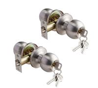 Pomo de puerta con cerradura y llave, pomos universales para puerta de entrada, perilla de puerta de entrada con cerradura, accesorios para dormitorio y baño (plateado, 2 unidades)