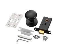 Pomo de puerta de paso de un solo lado de aleación de zinc oculto, cerradura oculta, pomo redondo negro