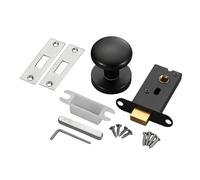 Pomo de puerta de paso de un solo lado de aleación de zinc oculto, cerradura oculta, pomo redondo negro