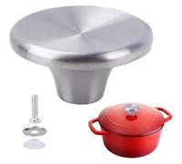 Pomo de repuesto de acero inoxidable para horno holandés Le Creuset, Aldi, Lodge y otros pomos de hierro fundido esmaltado para tapa de horno holandés (plata, 1 juego)
