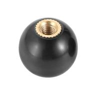 Pomo esférico Paquete de 2 tuercas abrazadera perilla bola M4/M5/M6, mango núcleo cobre, plástico, rojo/negro(M6X25mm(Red) 2pcs)