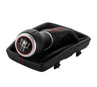 Pomo Palanca Cambios Manual Coche 5/6 Velocidades, Cubierta Bota Polaina De PU Compatible Con Audi A4 S4 8K A5 8T Q5 8R S-Line 2007-2015(5 Speed Red Line)