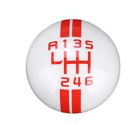 Pomo Palanca de Cambios,Palanca de Cambios Coche Universal 6 Speed Gear Shift Knob for Ford Mustang for Peugeot for Mercedes Car Gear Shift Mando 6 Velocidad(White Red Label)