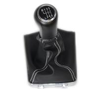 pomo Palanca de Cambios Pomo De Palanca De Cambios para Coche De 6 Velocidades, Cromado Y De Cuero, con Fuelle, para Opel para Astra III H 1.6 2004-2010 pomo Cambio de Marchas(White Line)