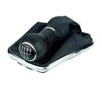 Pomo palanca de cambios y Funda palanca de cambios compatible para VW Golf 4 y para Bora 1997-2006 - 5 velocidades marchas 23mm - con Marco - negro azul cromo - para transmisión Manual - (A251-12)