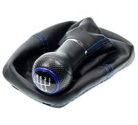 Pomo palanca de cambios y Funda palanca de cambios compatible para VW Golf 4 y para Bora 1997-2006 - 5 velocidades marchas 12mm - negro azul - para transmisión Manual - (A254-5)