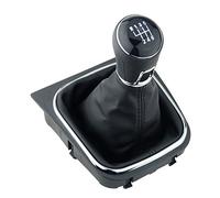 Pomo palanca de cambios y Funda palanca de cambios compatible para VW Golf 5 6 Eos para Jetta - 6 velocidades marchas - con Marco - negro - para transmisión Manual - (A256-4)