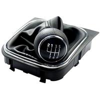 Pomo palanca de cambios y Funda palanca de cambios compatible para VW Golf 5 6 Eos para Jetta - 6 velocidades marchas - con Marco - negro - para transmisión Manual - (A256)