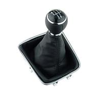 Pomo palanca de cambios y Funda palanca de cambios compatible para VW Golf Plus Tiguan 1 Sharan 2 - negro - 5 velocidades marchas - con Marco - para transmisión Manual - (A0278-2)