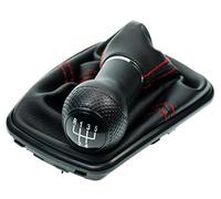 Pomo palanca de cambios y Funda palanca de cambios para VW Golf 4 y para Bora 1997-2006 - 5 velocidades marchas 23mm - con Marco - negro rojo - para transmisión manual - fuelle palanca - (A251-3)