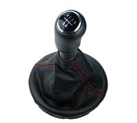 Pomo palanca de cambios y Funda palanca de cambios para VW T5 2003-2015 - 5 velocidades marchas - con Marco - negro rojo - para transmisión manual - caja - fuelle palanca de cambios - (A262-4)