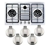 Pomo para cocina de gas, 5 unidades, 6 mm, metal, color plateado, para control de la superficie de cocción