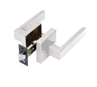 Pomo para puerta de baño, manija de paso negro mate, diseño de palanca plana reversible, accesorios interiores de estudio, estilo moderno, ideal para dormitorio, baño, uso residencial, fácil