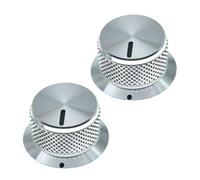 Pomo potenciómetro de aleación de aluminio, paquete de 2 tapas de control de interruptor electrónico para mezclador amplificador de potencia, altavoces multimedia, instrumentos electrónicos (24 mm de