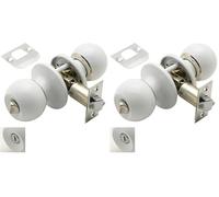 Pomo Puerta Wolfpack Con Condena Blanco Para Baño (Paquete de 2)