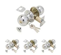 Pomo Puerta Wolfpack Con Llave Con Condena Cromado Para Entrada (Paquete de 4)