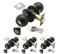 Pomo Puerta Wolfpack Con Llave Con Condena Negro Para Entrada (Paquete de 4)