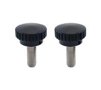 Pomo roscado moleteado de rosca macho M5 x 20 mm, mango estriado antideslizante, perillas de sujeción métricas moleteadas para máquina herramienta, color negro, 2 unidades