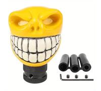 Pomo universal de repuesto para coche, diseño de calavera de dientes grandes, palanca de cambios manual, repuesto interior (rojo oscuro) (amarillo)