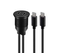 Pomoflexi Cable de Extensión USB Tipo C 1M Macho A Hembra de Doble Puerto Impermeable Coche Montaje Cable Empotrado para Coche Camión USB2.0
