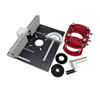 Pomoflexi de Elevación de Fresadora y Placa de Inserción de Mesa de Fresadora de Aluminio, Máquina Ranuradora de Grabado de Madera con Recortadora Eléctrica, Color Negro