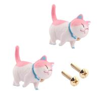 Pomos Armario Tirador De Gato Giratorio De Latón 2 Piezas, Pomo De Puerta De Armario De Dibujos Animados, Bonito Pomo De Cajón, Gato Rosa Y Blanco