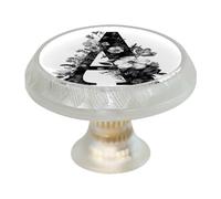 Pomos de armario con letra A, diseño floral, pomos de cajón de puerta premium, manijas redondas con tornillos, para muebles de cocina y dormitorio, paquete de 4