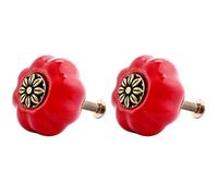 Pomos de Cerámica,Pomos de Armarios Vintage, 2 Tiradores Bonitos for cajón, pomo for gabinete, Porcelana de cerámica, Tiradores for aparador, Color Rojo (Color : Red)