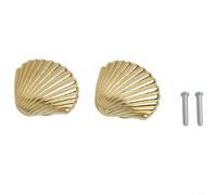 Pomos de gabinete en forma de concha, tiradores de cajón de un solo agujero de aleación de zinc con tornillos, manijas de muebles de 45.5 x 50 mm para armarios de cocina, color dorado (dorado)