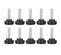 Pomos de mano, 10 piezas de tornillo métrico macho rosca de plástico mate cabeza de acero inoxidable 304, perilla de sujeción para equipos de máquina (16 negros)