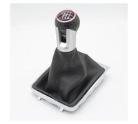 Pomos de palanca de cambios Para VW Para Golf 7 Para A7 MK7 Para GTI Para GTD 2013-2018 Coche 5/6 Palanca Cambios Velocidad Perilla Cambio Nivel Con Bota Cuero LHD Pomo Cambio(6 Speed Black Line)