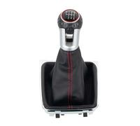 Pomos de palanca de cambios Para VW Para Golf 7 Para A7 MK7 Para GTI Para GTD 2013-2018 Coche 5/6 Palanca Cambios Velocidad Perilla Cambio Nivel Con Bota Cuero LHD Pomo Cambio(6 Speed Red Line)