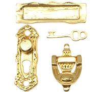 Pomos de Puerta de casa de muñecas 4 unids/Set Escala 1/12 Cerradura y Llave Retro en Miniatura de Juguete Cerradura de Puerta de Metal miniaturas de casa de muñecas Modelo aldaba Placa de con